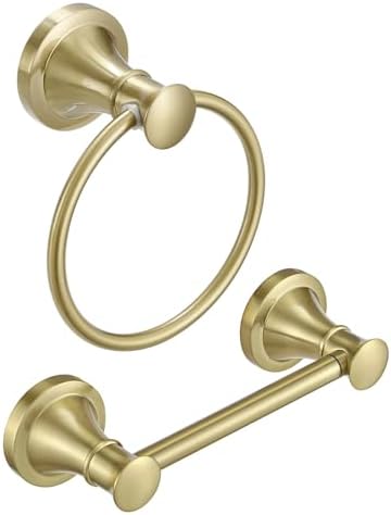RUMOSE Gold-Brushed Wall-Mounted Toilet Hand Towel Holder Set 2PCS