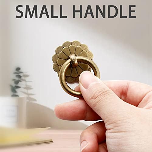 6-Piece Antique Brass Ring Pulls for Cabinets