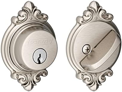 SCHLAGE B60 Brookshire Single Cylinder Deadbolt with Satin Nickel Finish Keyed Entry