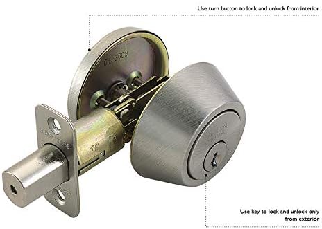 Design House 727446 Single Cylinder 6-Way Universal Deadbolt with Latch SATIN Nickel
