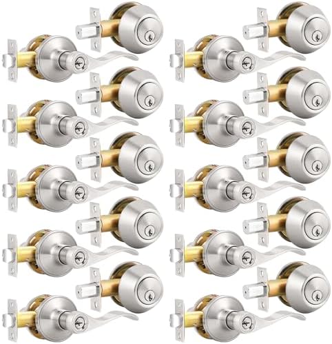 10 Sets Front Entry Handle Set Satin Nickel