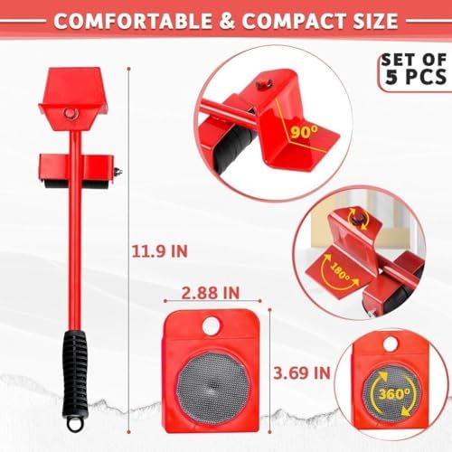 Secure 360 Furniture Lifter with 4 Roller Sliders for Easy Moving