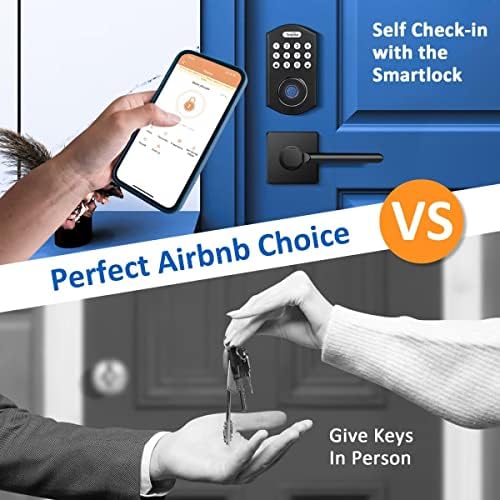 Smart Door Lock Set Keyless Fingerprint Entry Black