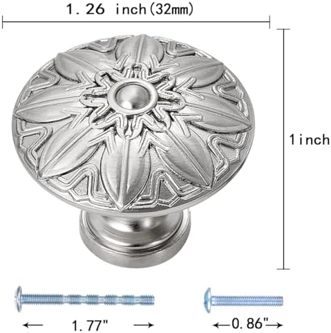 YCSJ Brushed Nickel Round Cabinet Pulls 20 Pack