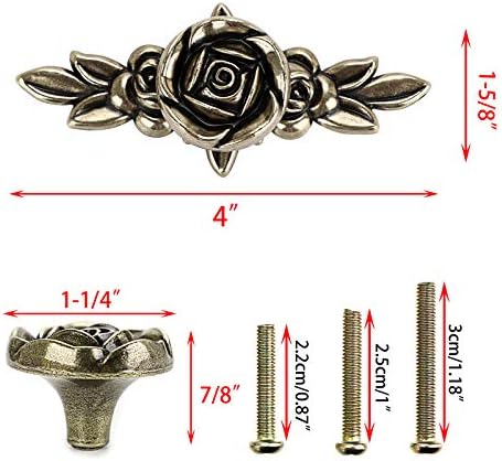 JUXYES 5 Pack Euro Rose Cabinet Knobs with Plate