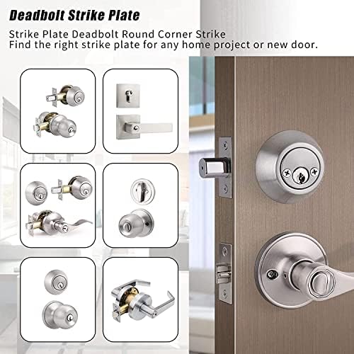Secure Your Home Door with 4-Piece Brushed Nickel Strike Plate Set