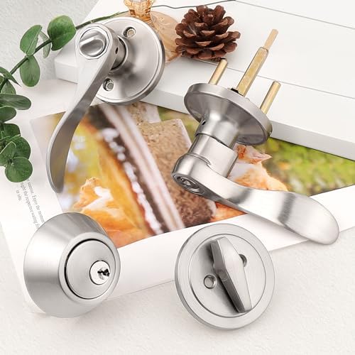 10 Sets Front Entry Handle Set Satin Nickel