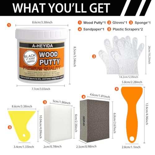A-HEYIDA Black Wood Filler Putty Repair Kit