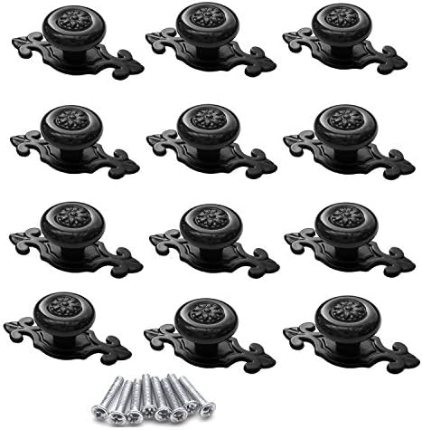 12-Piece Black Ceramic Knobs for Cupboard Wardrobe Decor