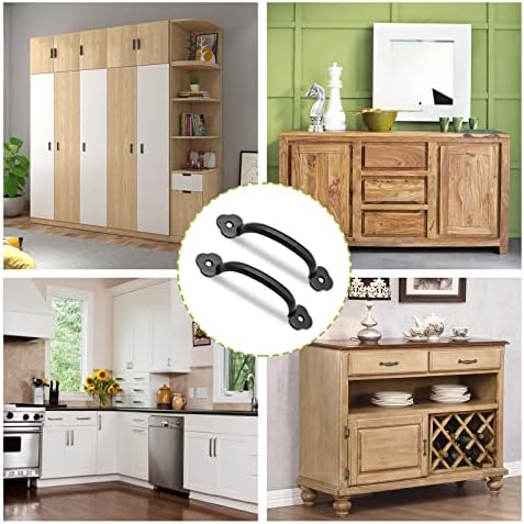 12-Piece Barn Door Handles Set Rustic Black Metal Door Handles