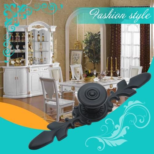 Pack of 5 Antique Black Cabinet Knobs with Backplate 48 Inch