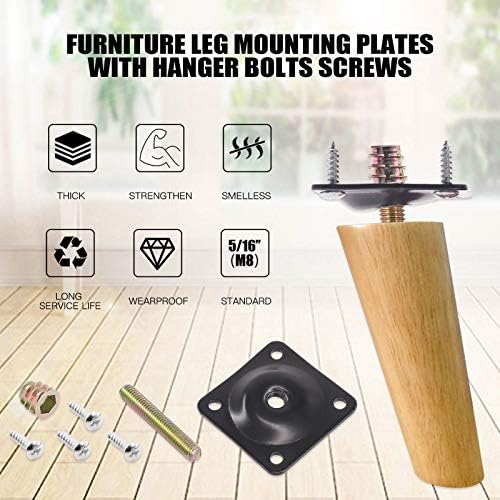 Glarks 8 Set Black Furniture Leg Mounting Plates