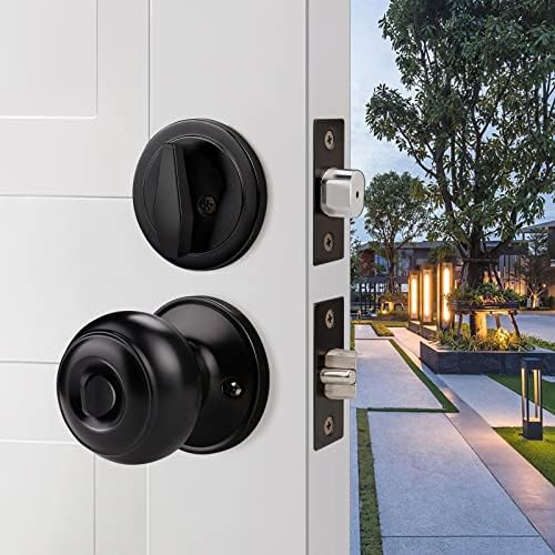 Probrico 6-Set Front Door Entry Knob Deadbolt Combination Set Matte Black