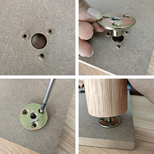 4-Pack Comfortable furniture leg mounting plates with hanger bolts and screws