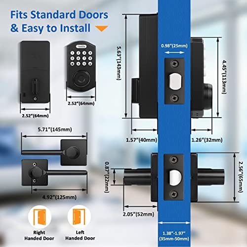 Smart Door Lock Set Keyless Fingerprint Entry Black