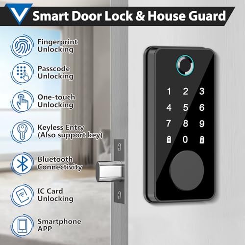 Smart Fingerprint Door Lock with 5 Unlock Methods Anti-Peeping Security