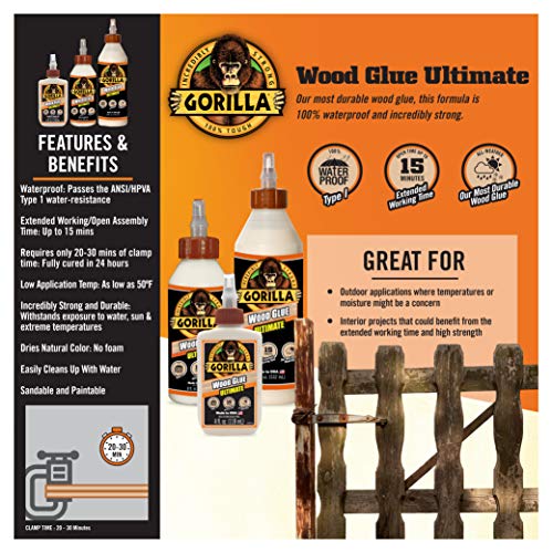Gorilla Ultimate Waterproof Wood Glue 18oz