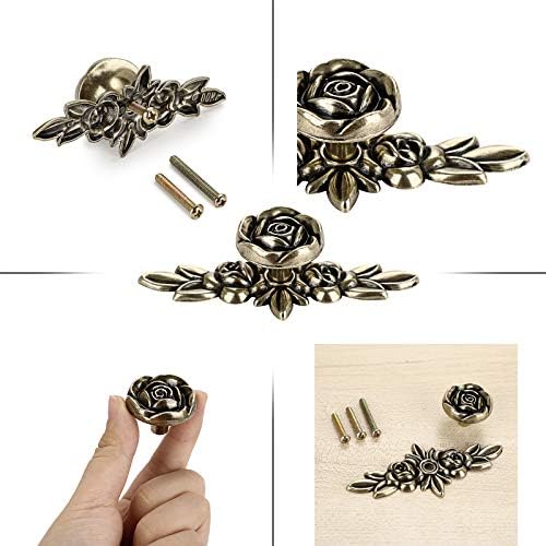 JUXYES 5 Pack Euro Rose Cabinet Knobs with Plate
