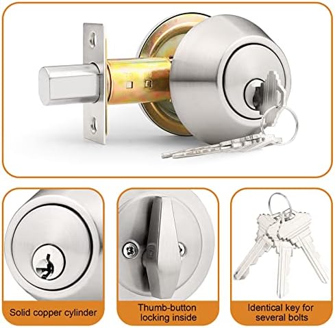 Probrico 5-Piece Door Deadbolts Keyed Alike Anti-Theft Zinc Alloy