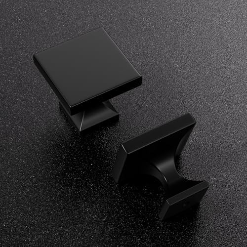GoldenWarm 10Pack Black Cabinet Knobs Matte Square Roll
