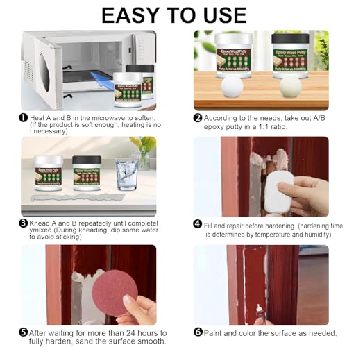 Perfect for Wood Furniture Repair - 16oz White Epoxy Putty Kit