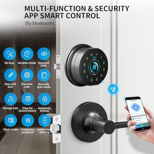 Secure fingerprint door lock with 2 lever handles and smart features