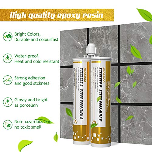 Nadamoo Epoxy Grout 400ml Black Waterproof Tile Sealant with Dual Tubes