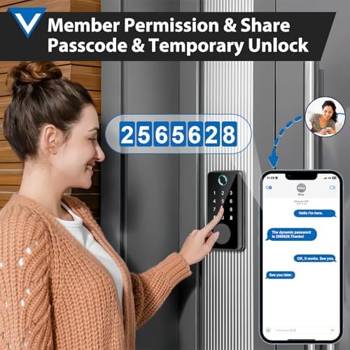 Smart Fingerprint Door Lock with 5 Unlock Methods Anti-Peeping Security