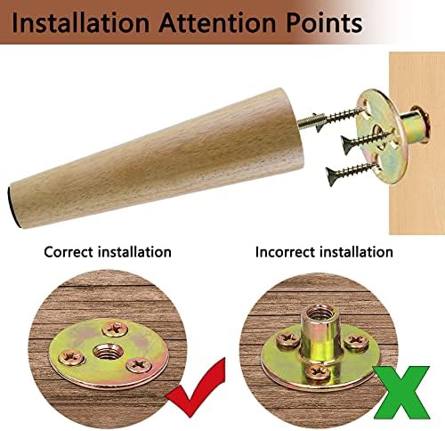 4-Pack Comfortable furniture leg mounting plates with hanger bolts and screws