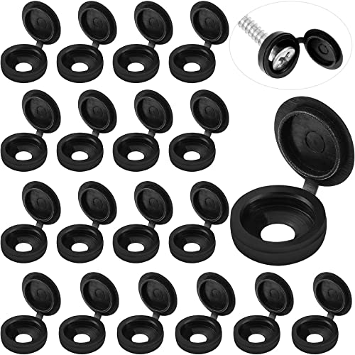 Hotop100 Pieces Plastic Hinged Screw Cover Caps Medium Black