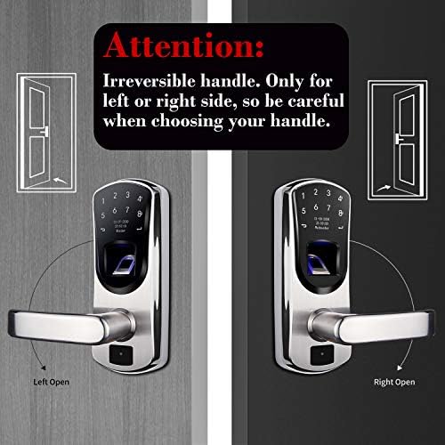 Smart Door Lock Fingerprint Keypad V8 Keyless Entry Left Handle Only