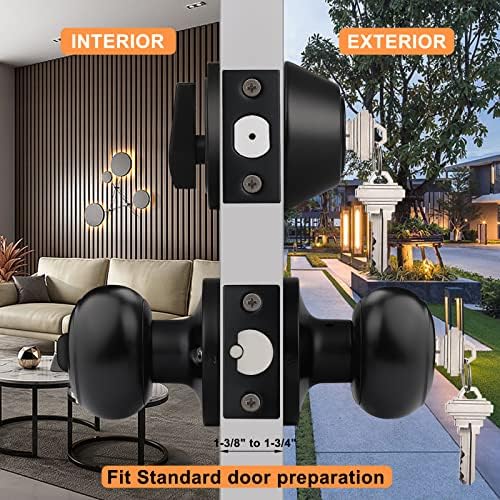 Probrico 6-Set Front Door Entry Knob Deadbolt Combination Set Matte Black