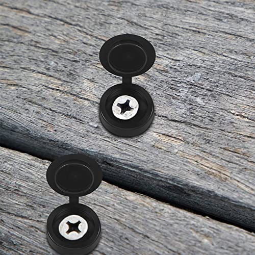 Hotop100 Pieces Plastic Hinged Screw Cover Caps Medium Black