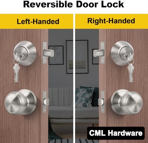 Secure Entry Deadbolt Lock Passage Door Knob Pair
