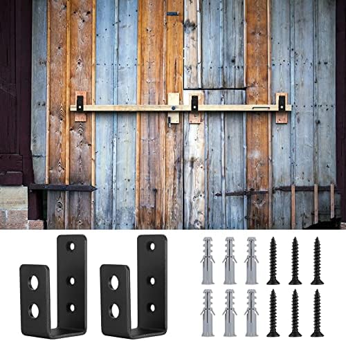 2-Piece Door barricade Brackets Heavy-Duty Black