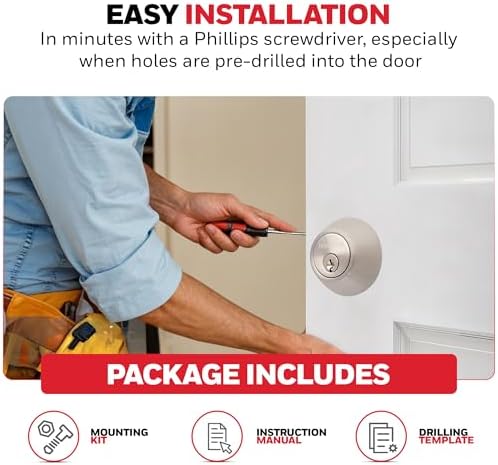 Honeywell - Double Cylinder Deadbolt Satin Nickel