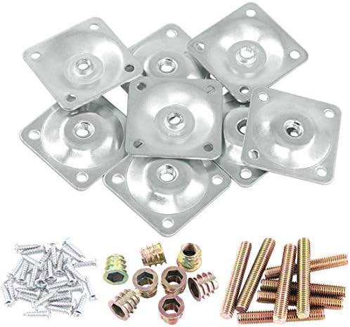 8-Piece Set of Sliver-Look Metal Mounting Plates for Furniture Legs