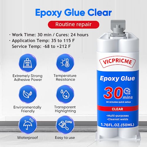 vicpricme 2 Part Epoxy Glue Clear 176oz Syringe