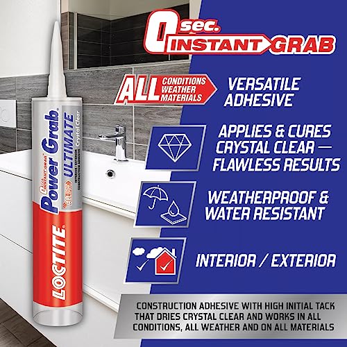 Loctite Power Grab Ultimate Crystal Clear Construction Adhesive - 9 fl oz cartridge
