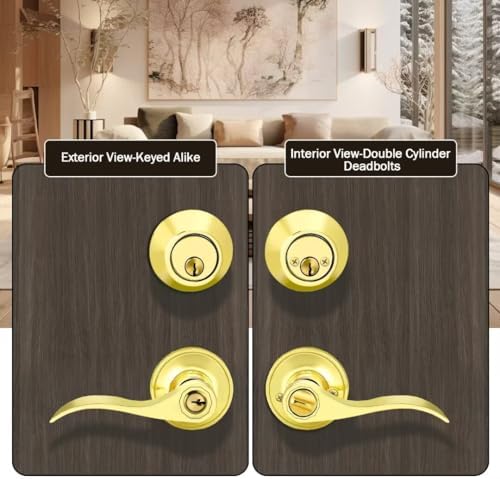 3 Pack Keyed Door Lock Set with Double Cylinder Deadbolts