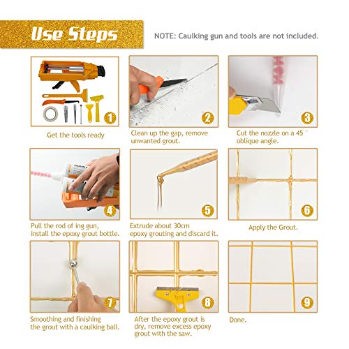 Nadamoo Epoxy Grout 400ml Black Waterproof Tile Sealant with Dual Tubes