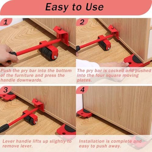 Furniture Lifter Set - Heavy Duty 5-Piece with Wheels for Easy Moving