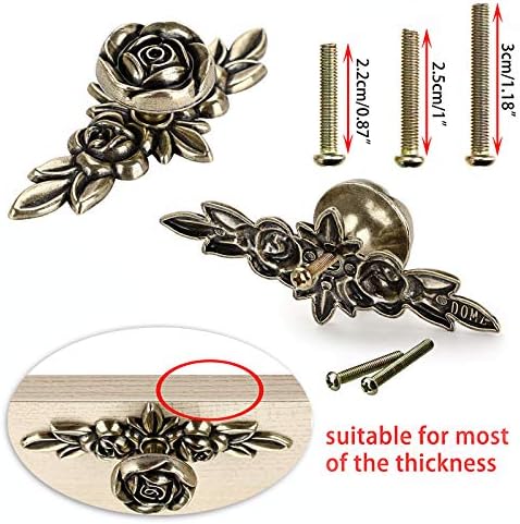 JUXYES 5 Pack Euro Rose Cabinet Knobs with Plate
