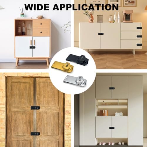 VOLUKA2Pcs Cabinet Password Rotary Hasp Locks Silver