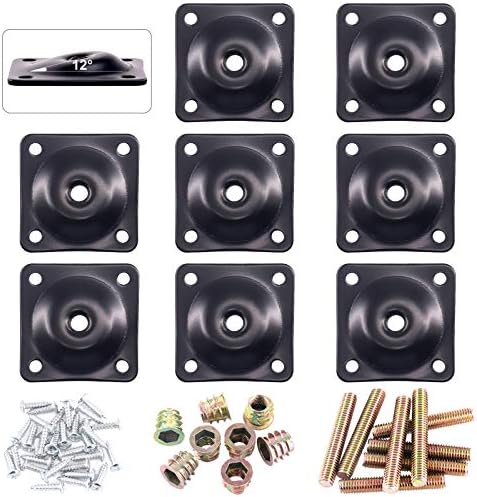 Glarks 8 Set Black Furniture Leg Mounting Plates