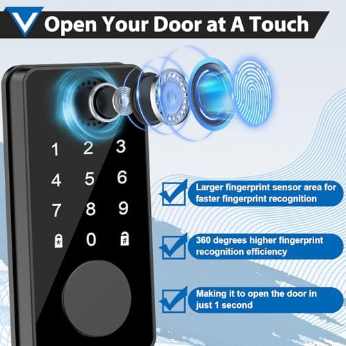 Smart Fingerprint Door Lock with 5 Unlock Methods Anti-Peeping Security