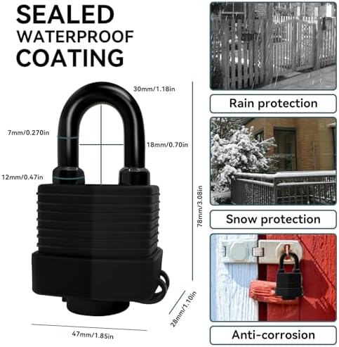 Weather-Resistant Outdoor Padlock with Chain