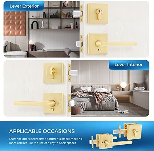 Leydebong Gold Entry Door Handle Set