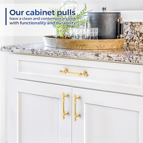 10-Piece Set of Brushed Brass Kitchen Cabinet Handles