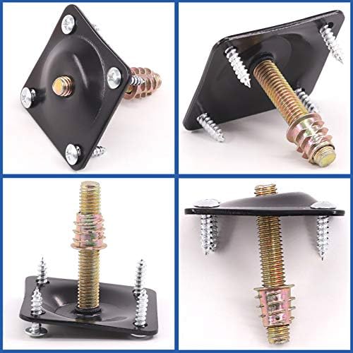 Glarks 8 Set Black Furniture Leg Mounting Plates
